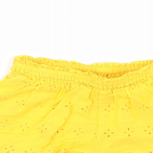 M&S Girls Yellow Floral  Cropped Trousers Size 9 Months  - Shorts