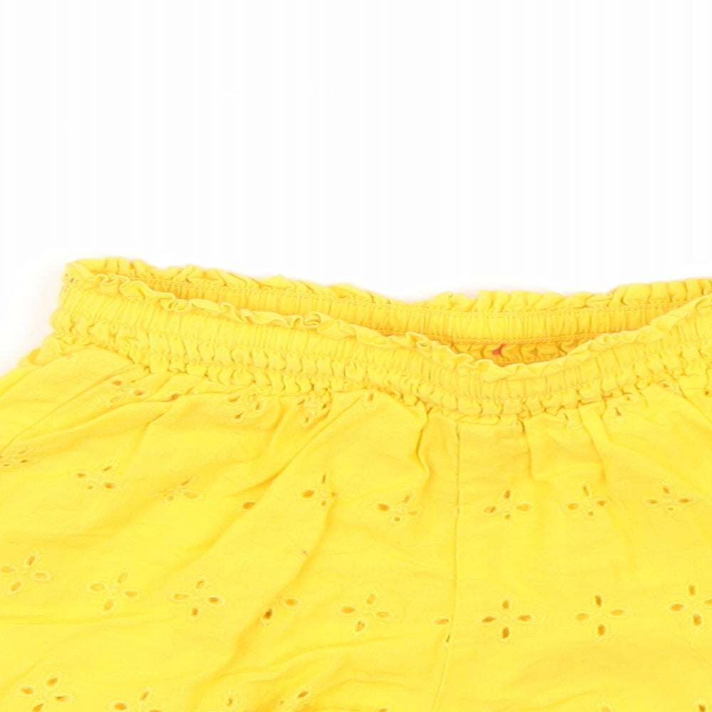 M&S Girls Yellow Floral  Cropped Trousers Size 9 Months  - Shorts