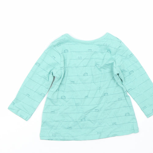 George Girls Green Striped  Basic T-Shirt Size 6-9 Months  - Animals