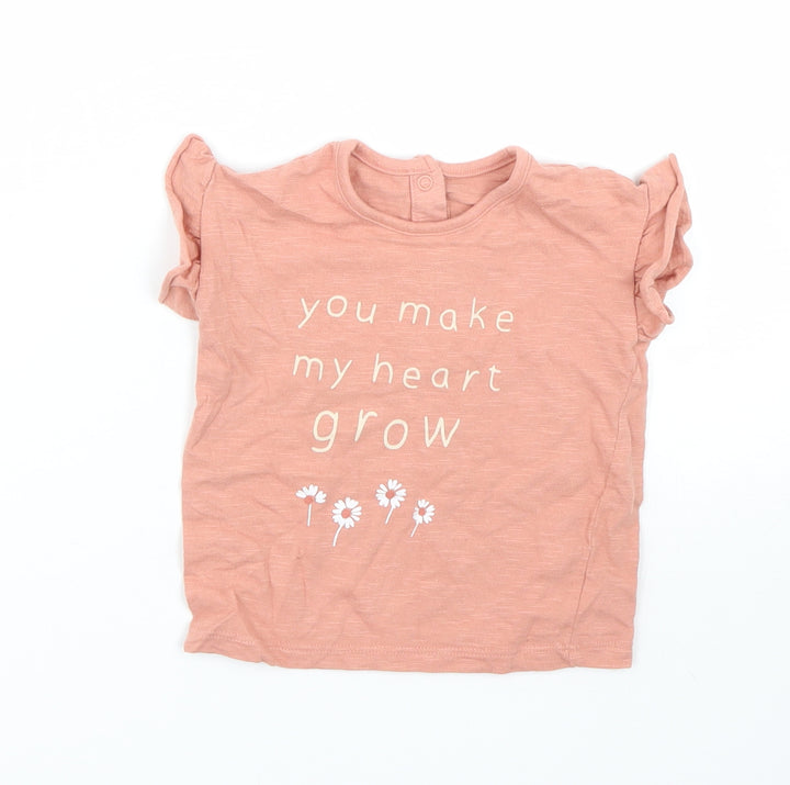 George Girls Pink Basic T-Shirt Size 6-9 Months