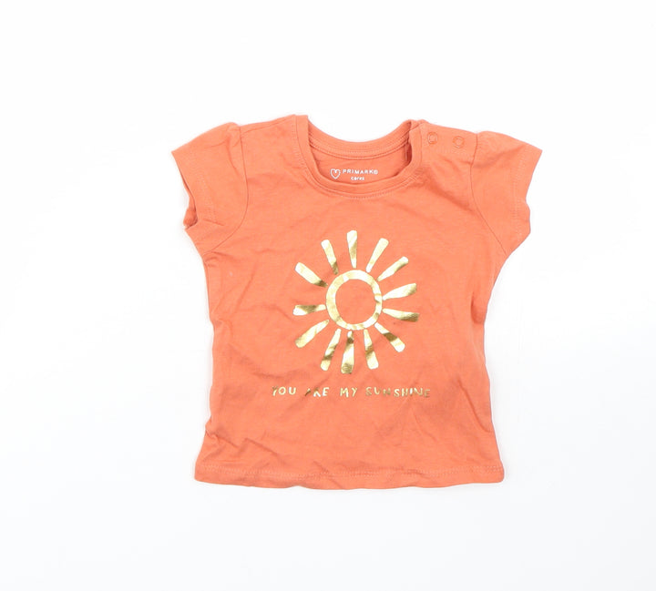 Primark Girls Orange Basic T-Shirt Size 6-9 Months