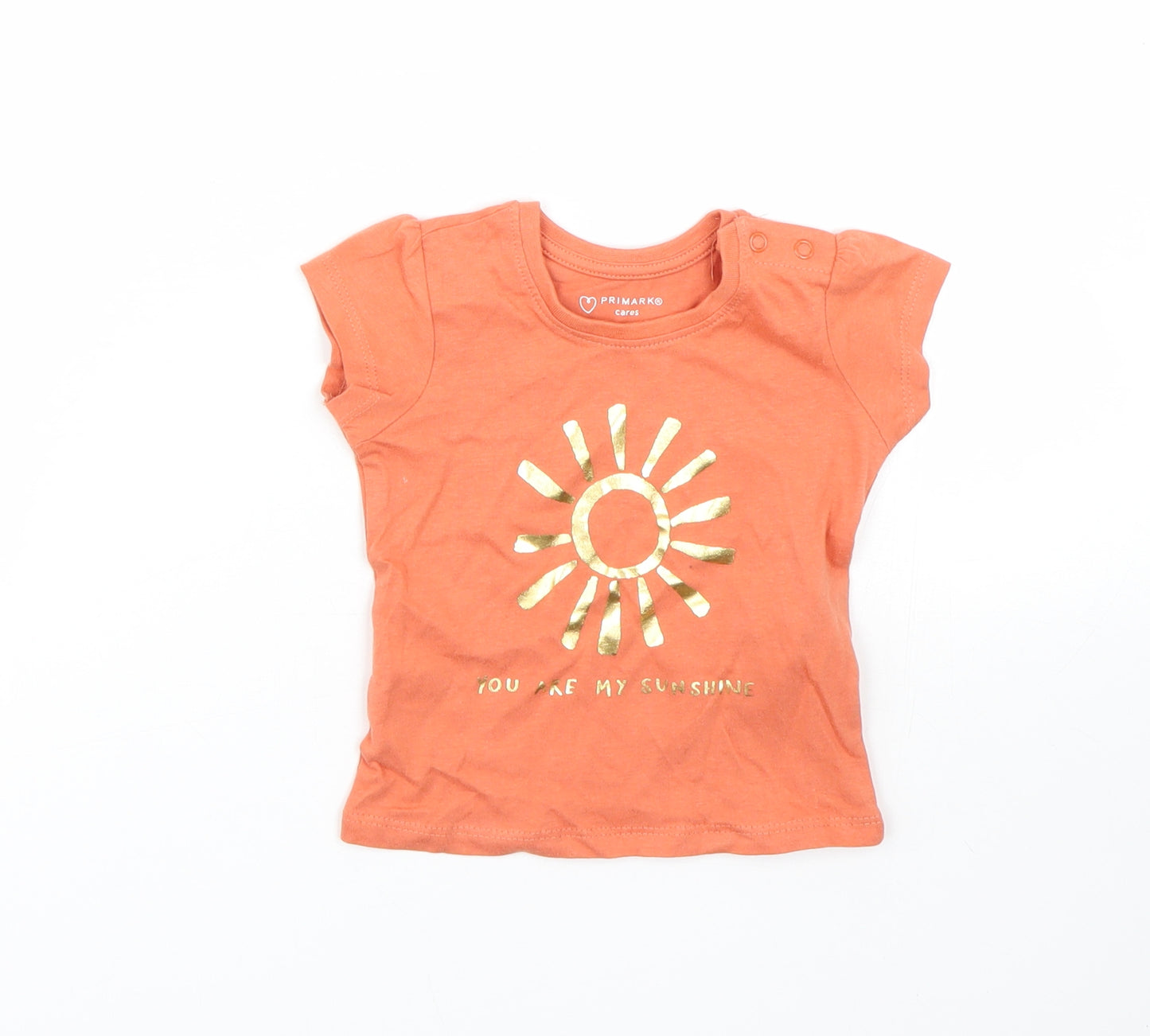 Primark Girls Orange   Basic T-Shirt Size 6-9 Months