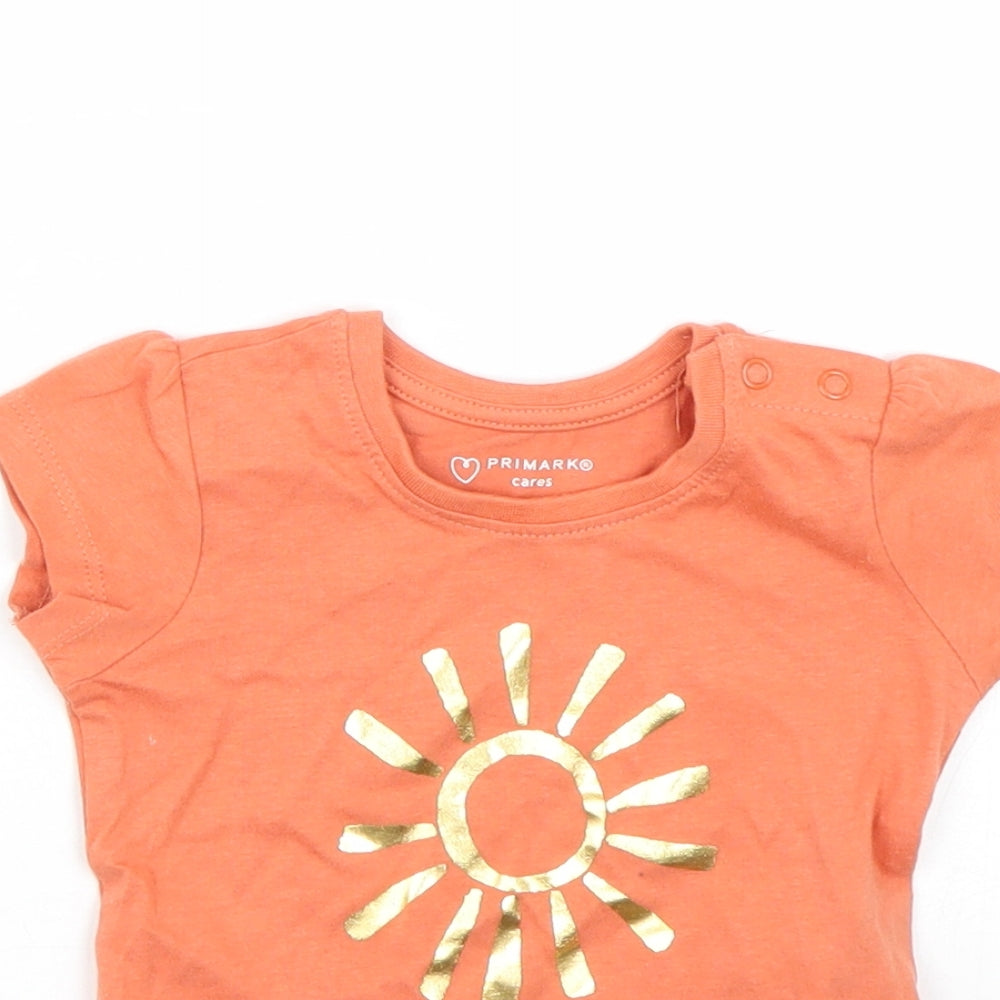 Primark Girls Orange   Basic T-Shirt Size 6-9 Months