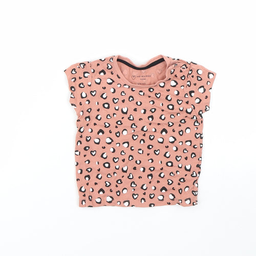 Primark Girls Pink Animal Print  Basic T-Shirt Size 6-9 Months
