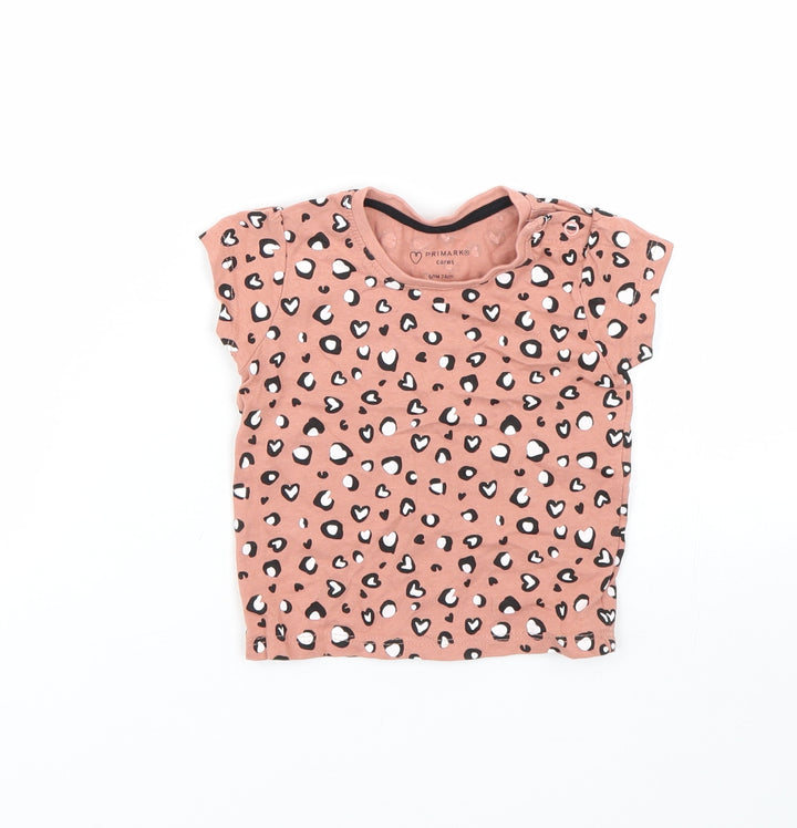 Primark Girls Pink Animal Print Basic T-Shirt Size 6-9 Months