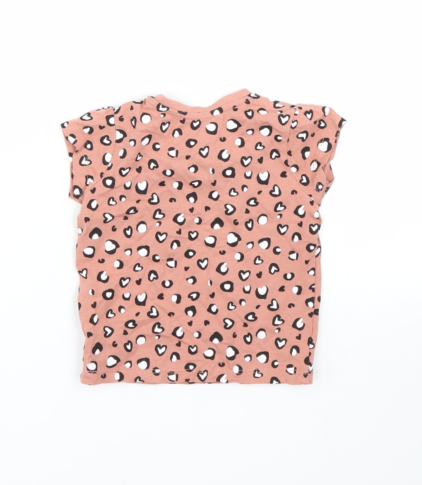 Primark Girls Pink Animal Print  Basic T-Shirt Size 6-9 Months
