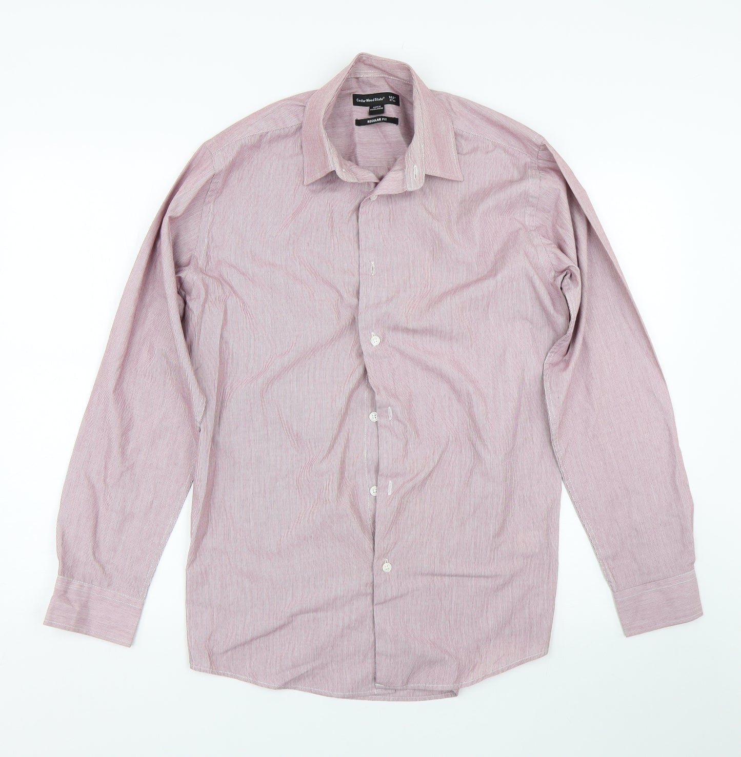 Cedar Wood State Mens Red Striped   Dress Shirt Size 14.5