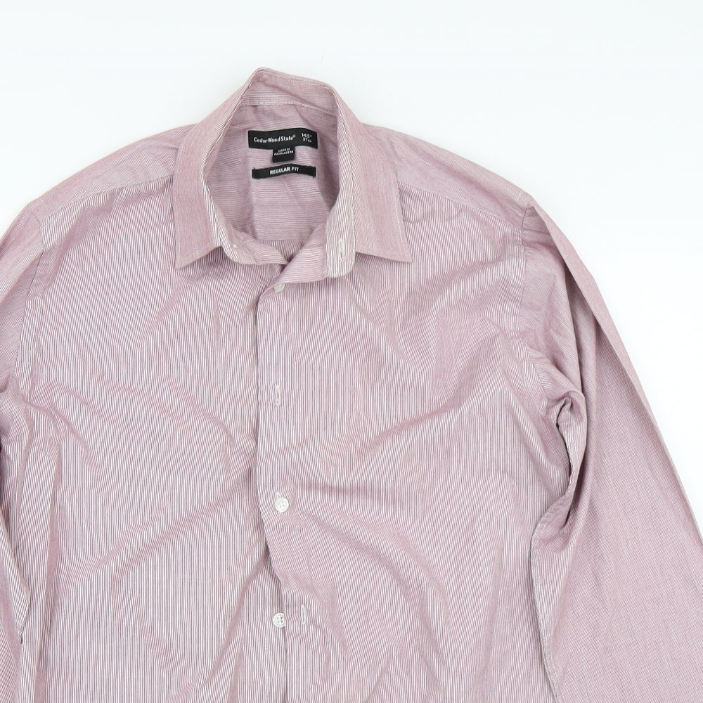Cedar Wood State Mens Red Striped   Dress Shirt Size 14.5