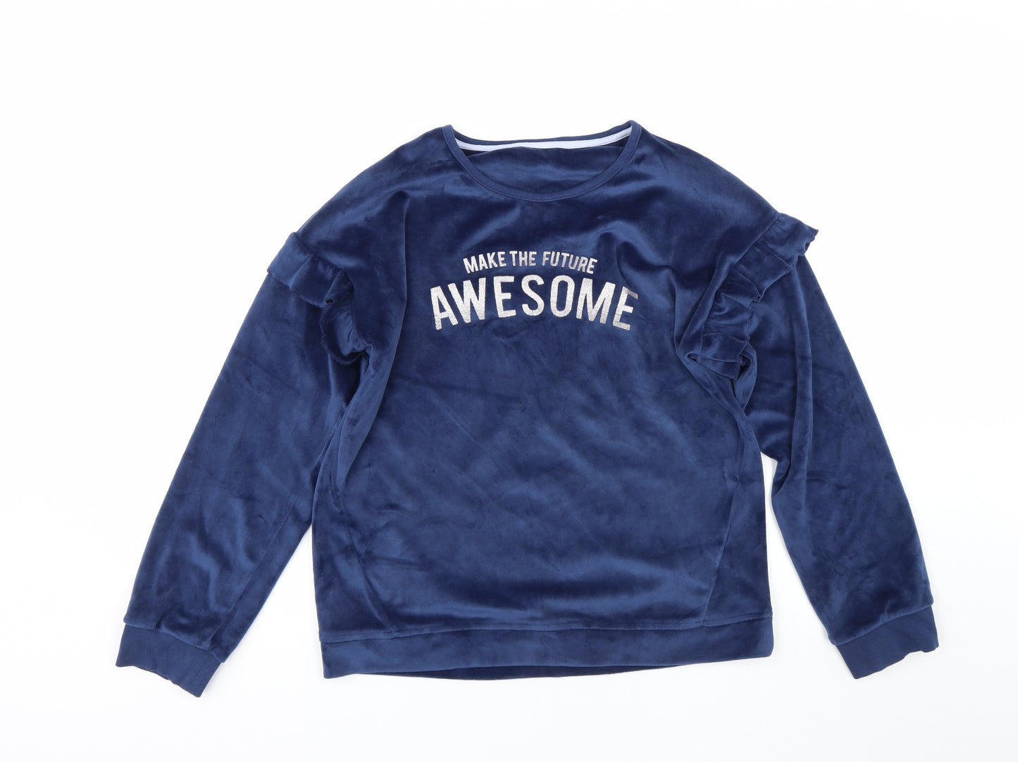 M&S Girls Blue  Velour Top Pyjama Top Size 13-14 Years