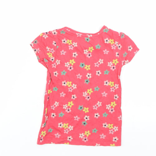 George Girls Red Floral  Basic T-Shirt Size 3-4 Years