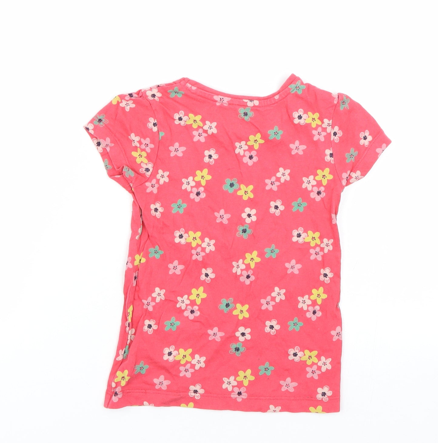 George Girls Red Floral  Basic T-Shirt Size 3-4 Years