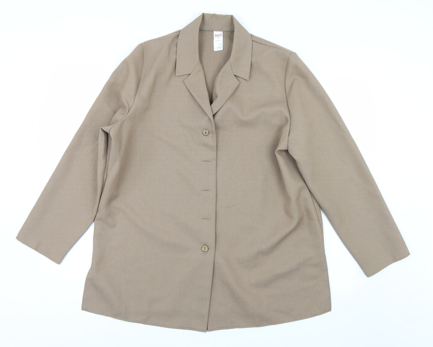 Slimma Womens Brown   Basic Button-Up Size 18