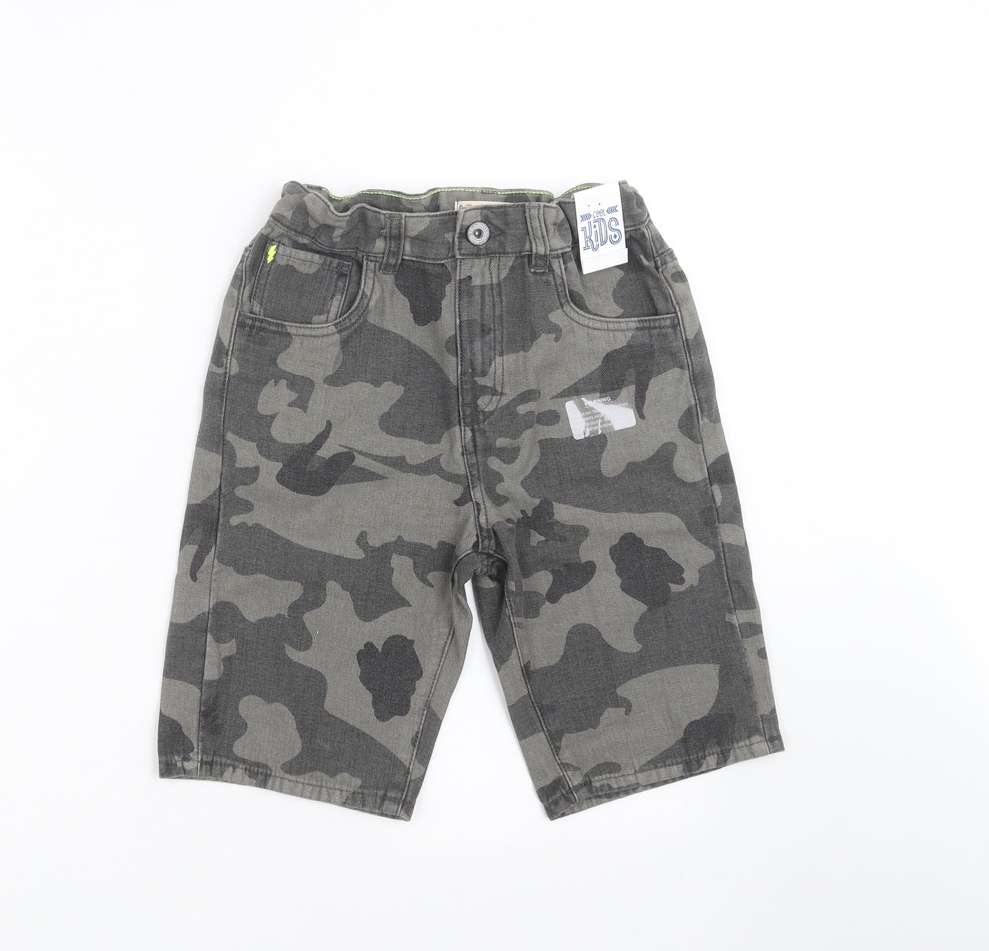 Matalan Boys Grey Camouflage Denim Bermuda Shorts Size 11 Years