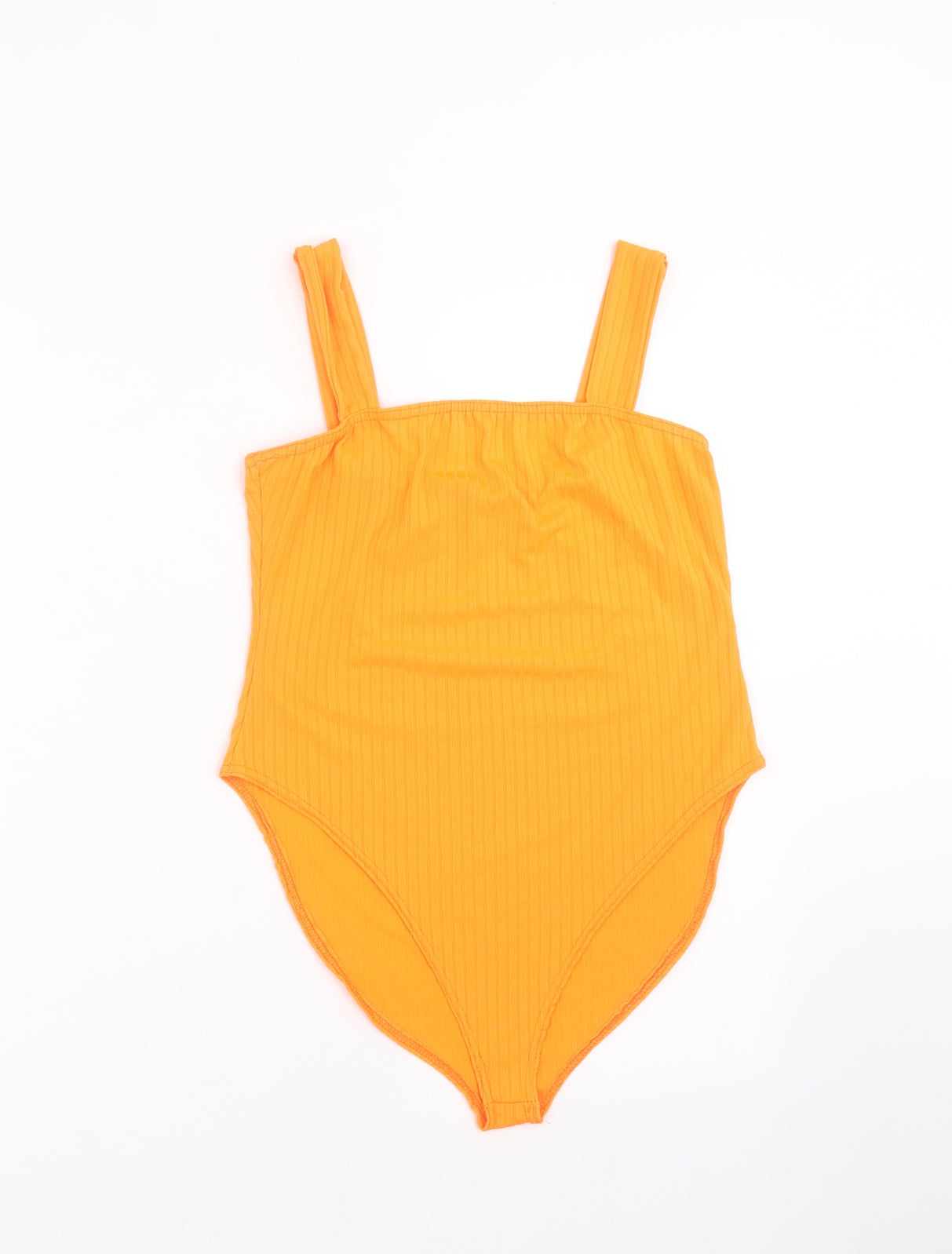 Boohoo Womens Orange Striped  Bodysuit One-Piece Size 14