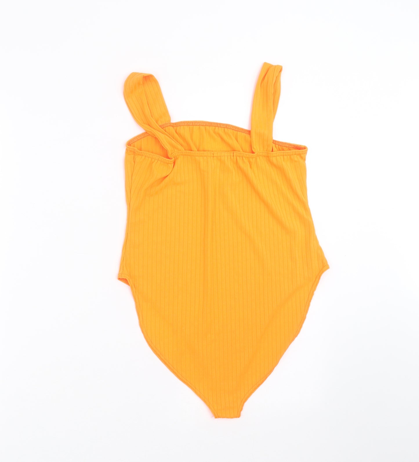 Boohoo Womens Orange Striped  Bodysuit One-Piece Size 14