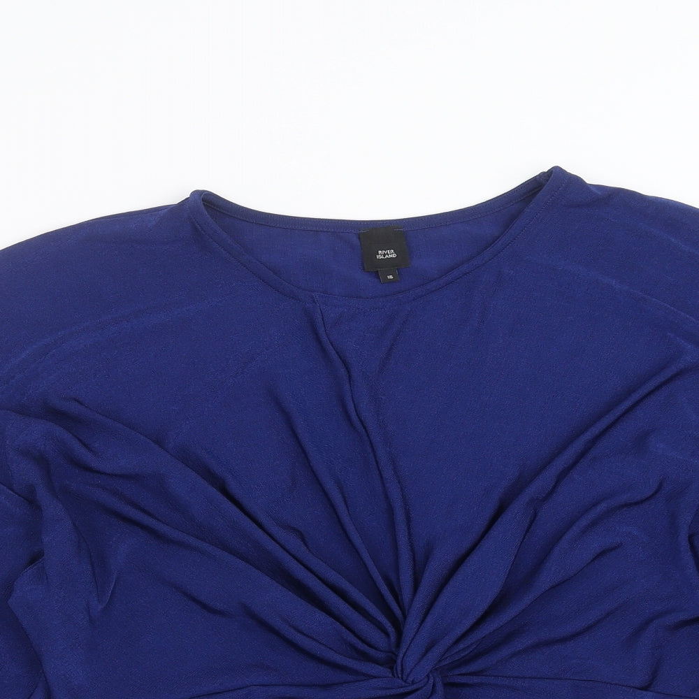 River Island Womens Blue   Basic Blouse Size 16  - Twist front