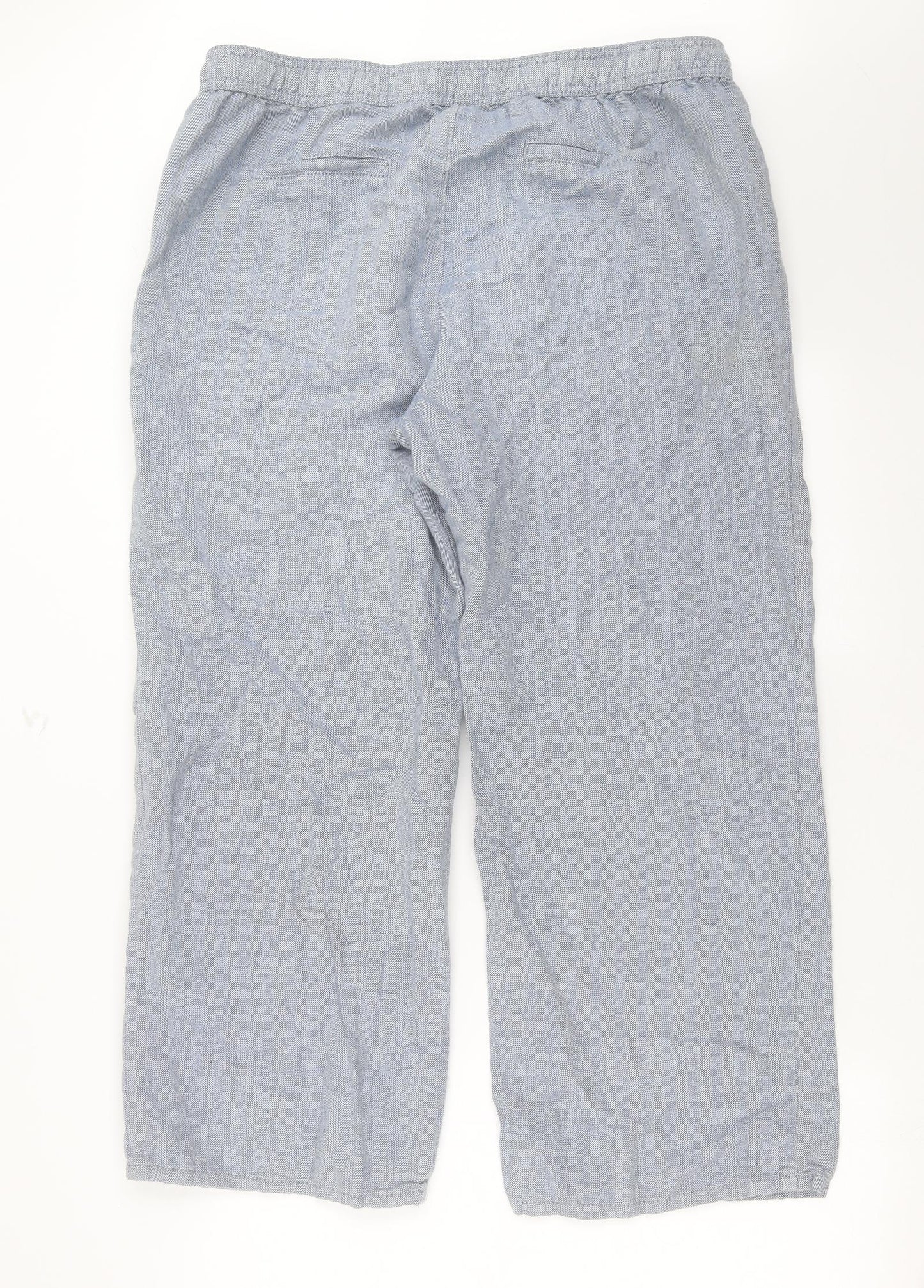 Marks and Spencer Womens Blue Herringbone  Trousers  Size 18 L27 in