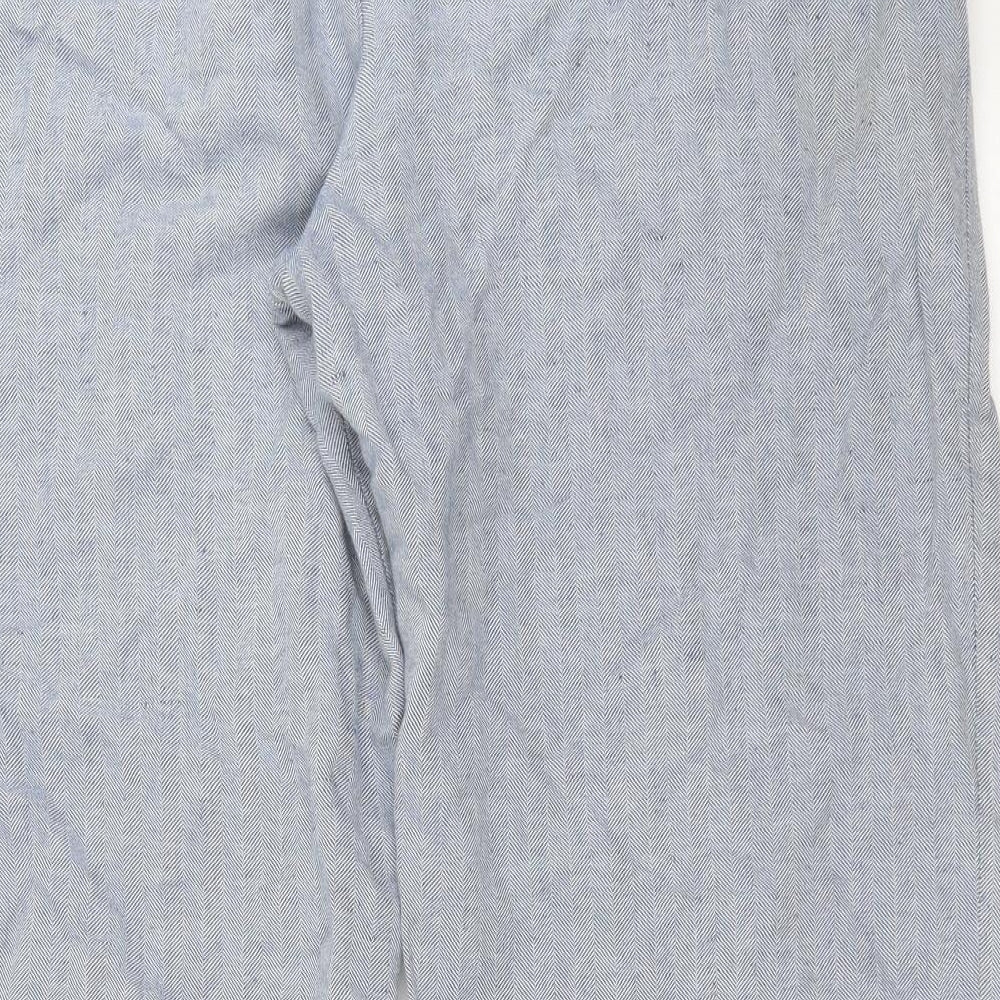 Marks and Spencer Womens Blue Herringbone  Trousers  Size 18 L27 in