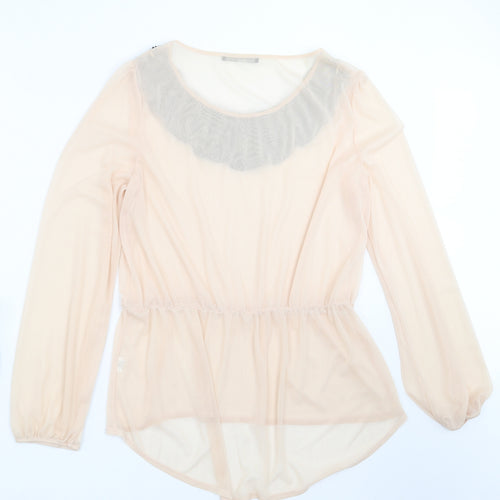 Primark Womens Beige   Basic Blouse Size 18  - beaded, embroidered necklin