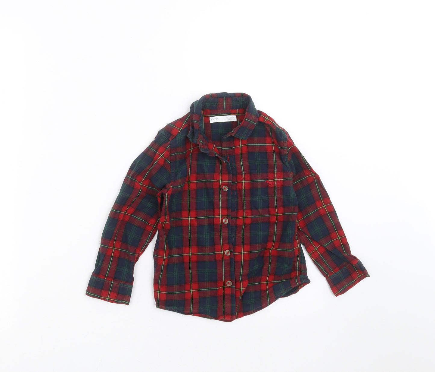 NEXT Boys Red Plaid  Basic Button-Up Size 3-4 Years