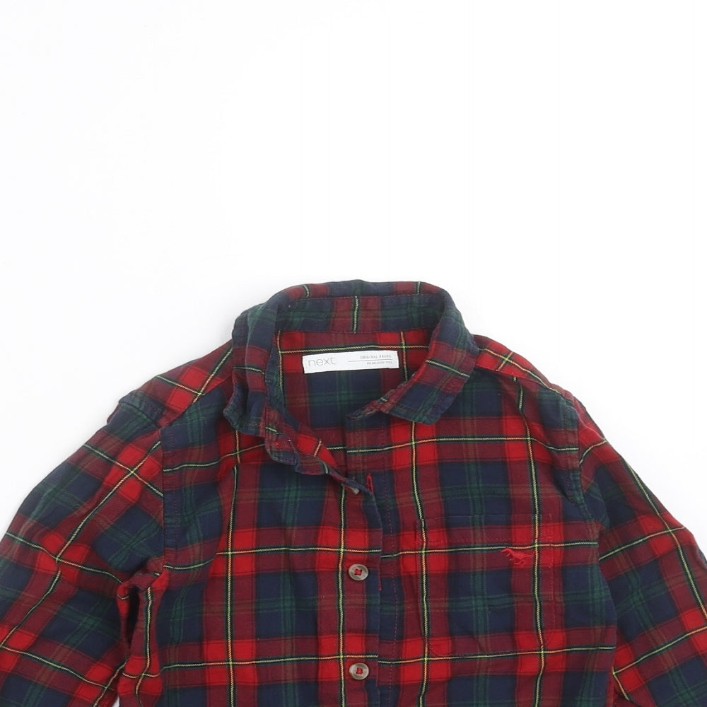 NEXT Boys Red Plaid  Basic Button-Up Size 3-4 Years