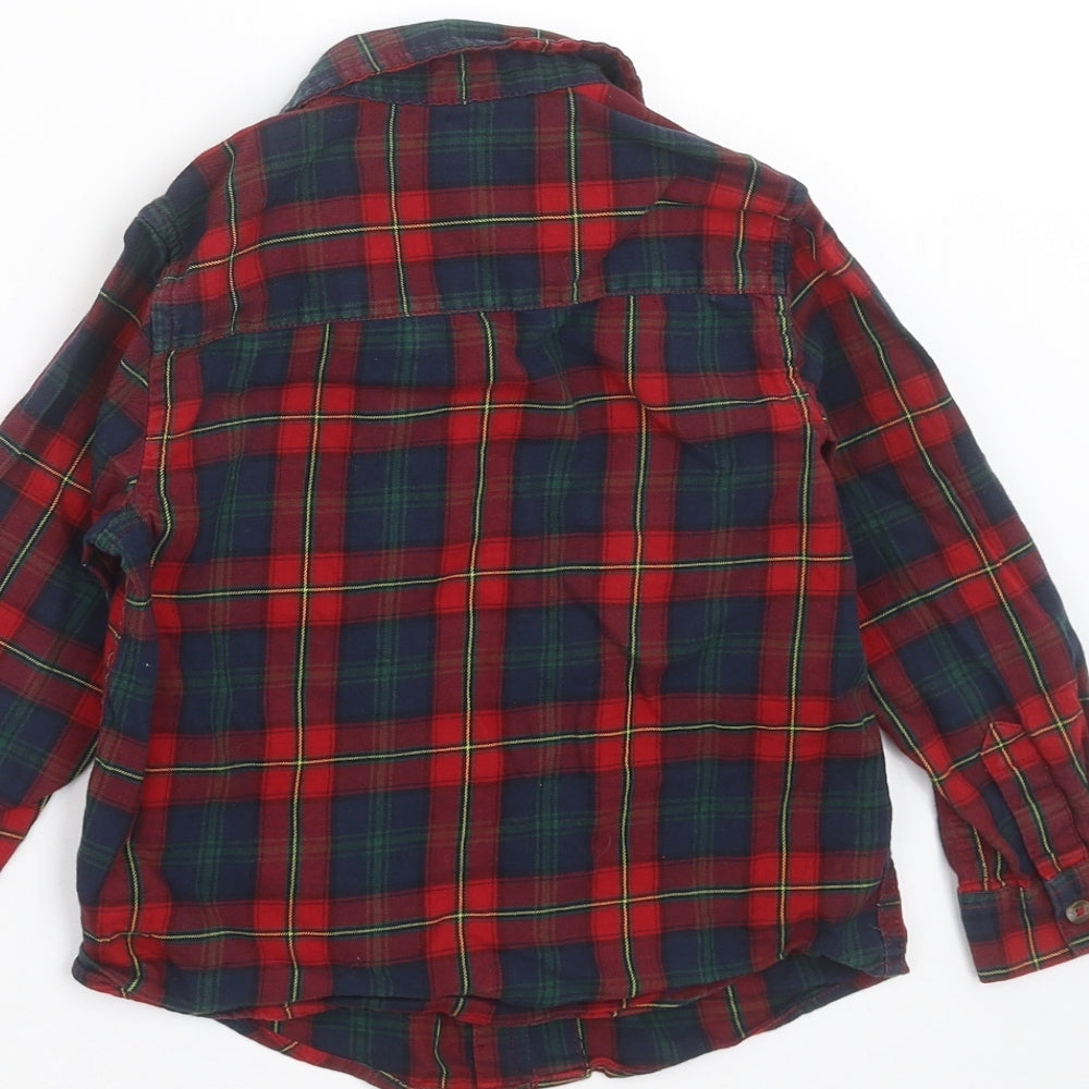 NEXT Boys Red Plaid  Basic Button-Up Size 3-4 Years