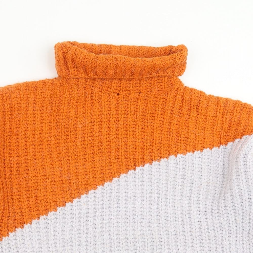 Indigo Blue Womens Orange  Knit Pullover Jumper Size M