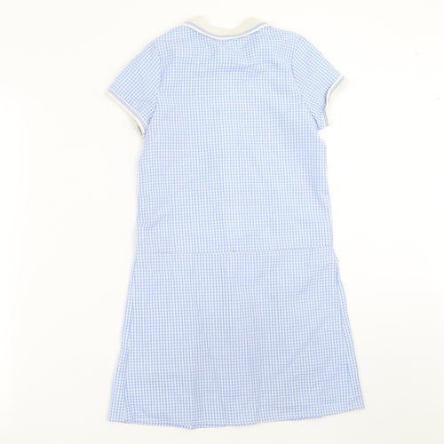 George Girls Blue Check  Shift  Size 8-9 Years  - school