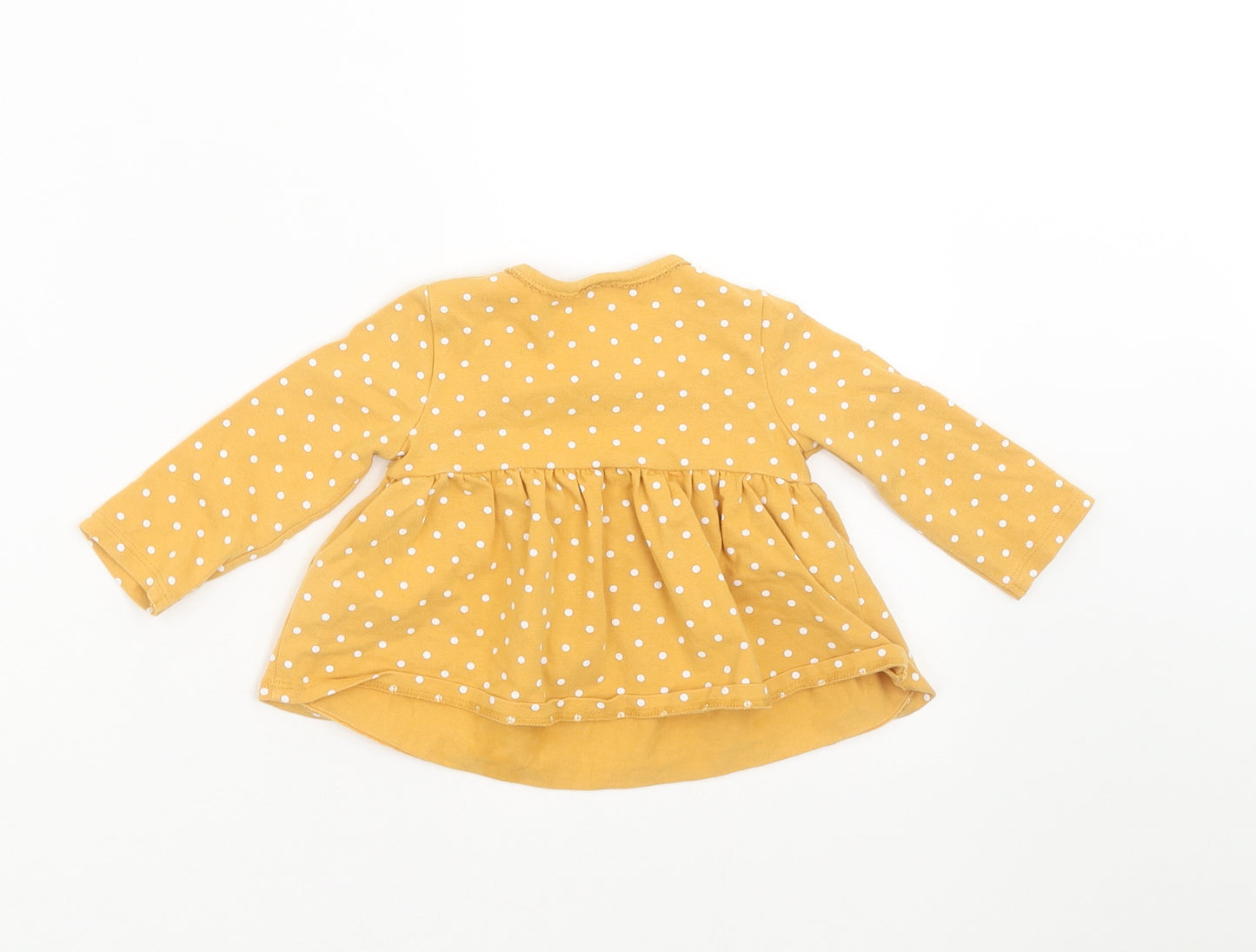 NEXT Girls Yellow Polka Dot  Basic T-Shirt Size 3-6 Months