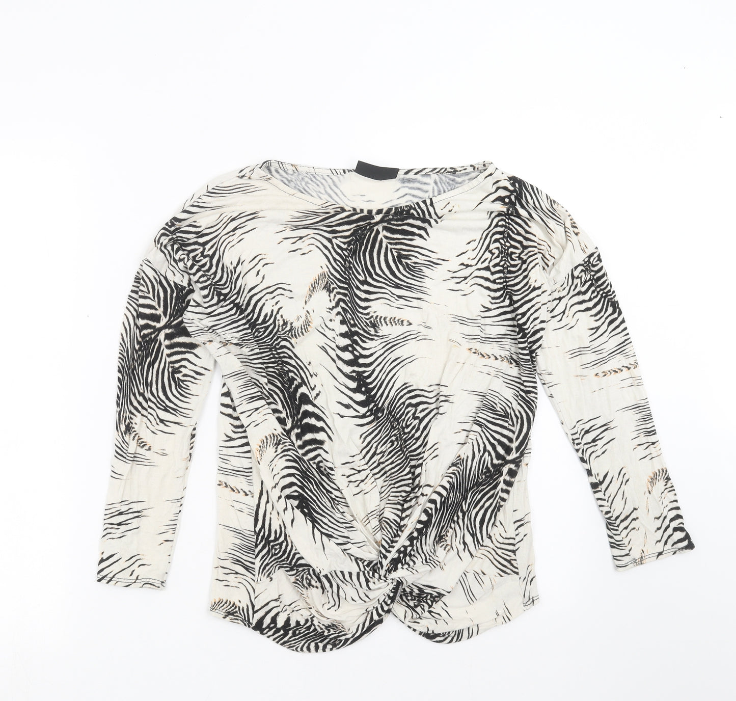 Wallis Womens Ivory Animal Print  Basic Blouse Size 14  - Twist front