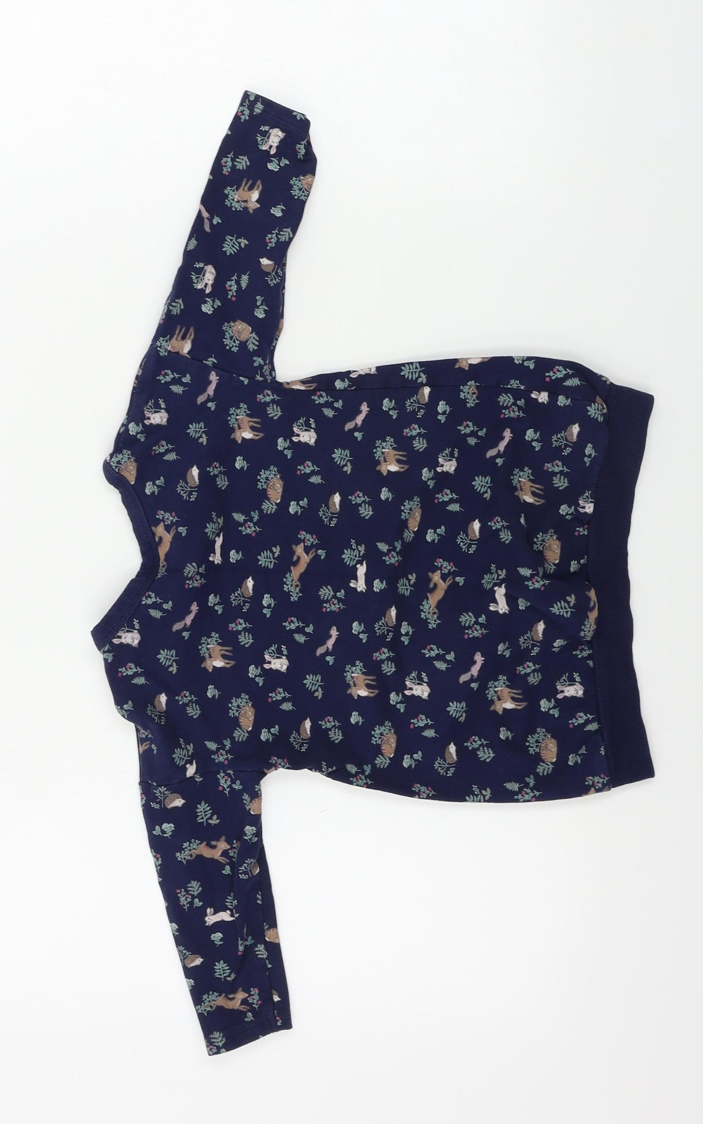 H&M  Girls Blue Floral  Pullover Jumper Size 9-12 Months