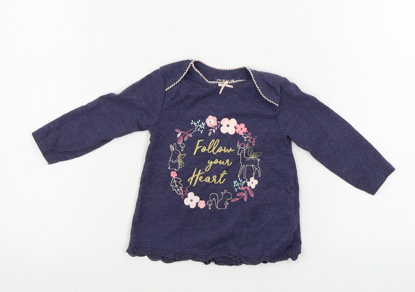 Primark  Girls Blue   Basic T-Shirt Size 9-12 Months