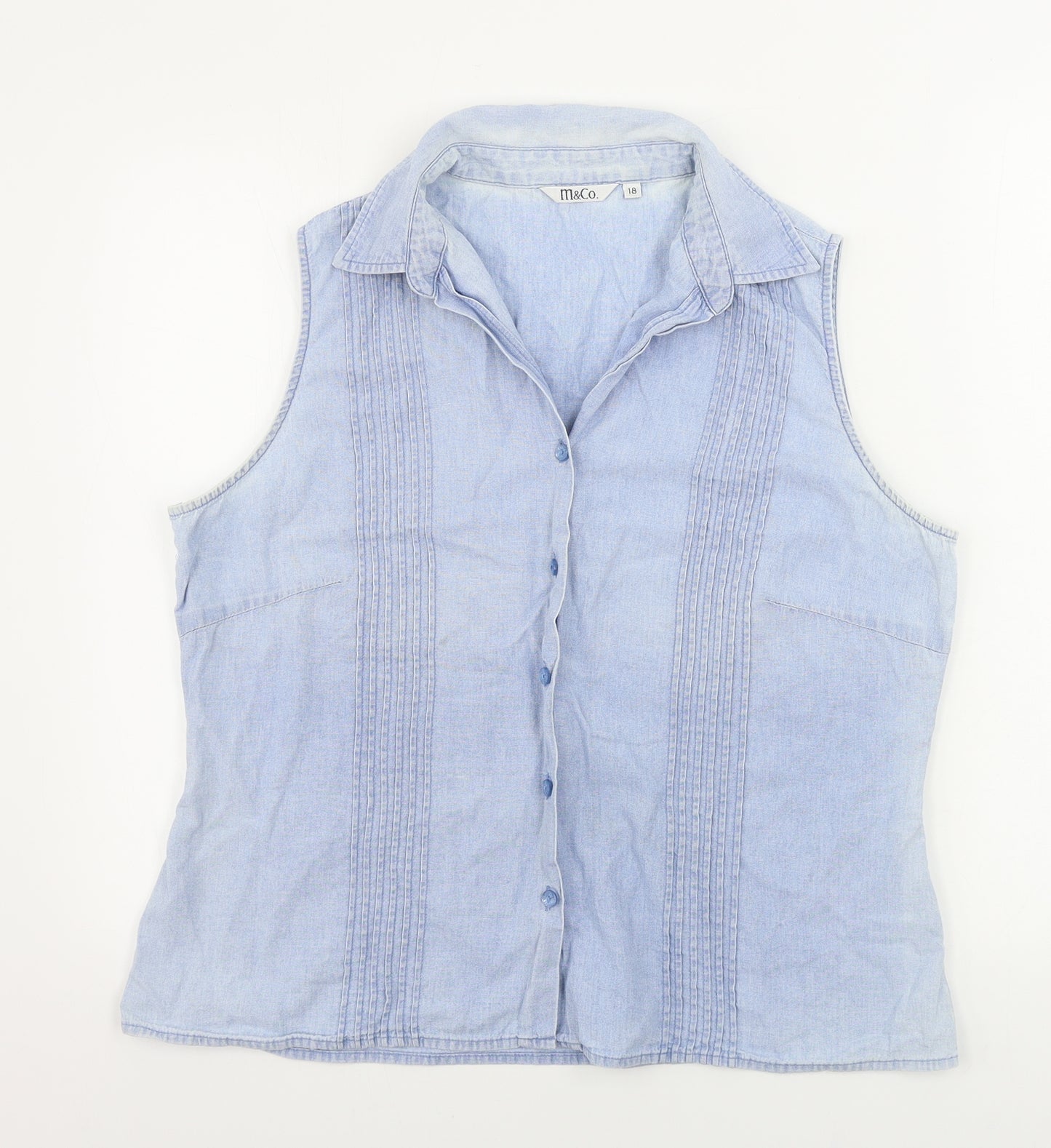M&Co Womens Blue   Basic Button-Up Size 18