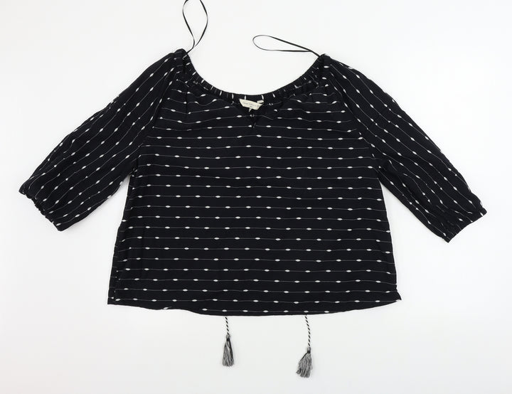 F&F Womens Black Striped Basic Blouse Size 10