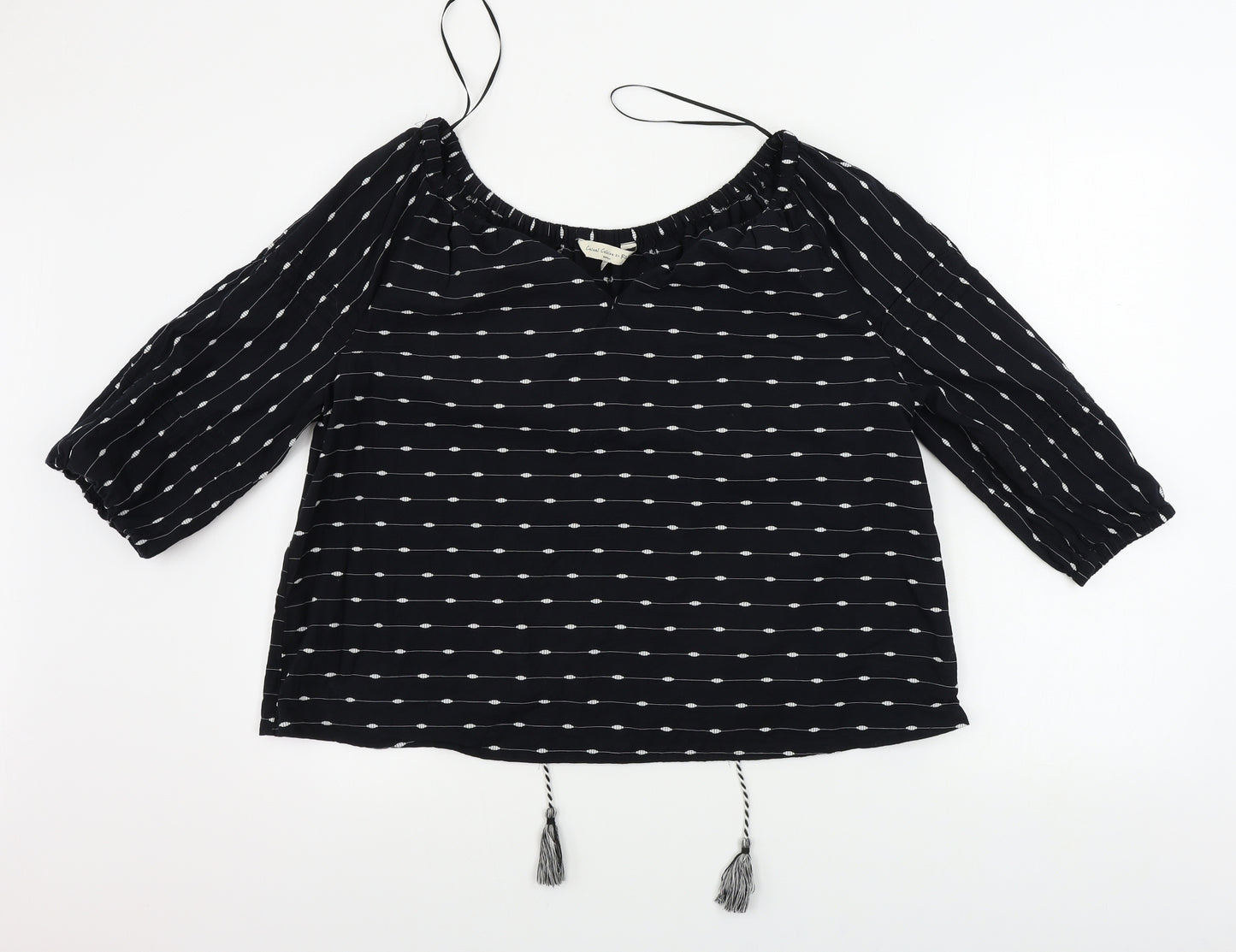 F&F  Womens Black Striped  Basic Blouse Size 10