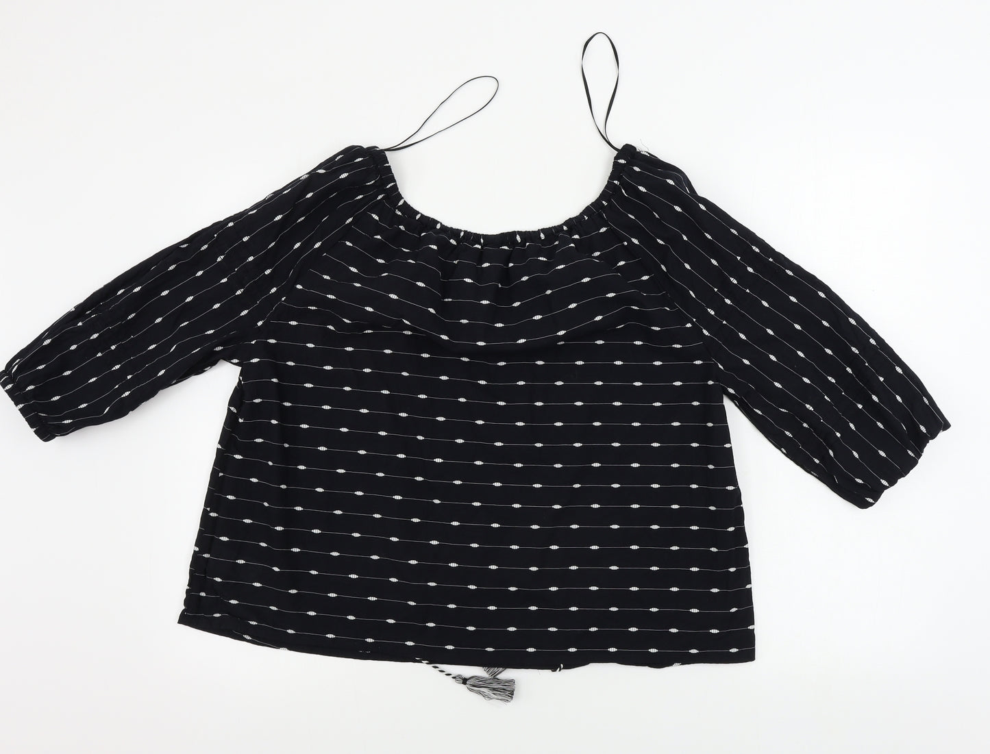 F&F  Womens Black Striped  Basic Blouse Size 10
