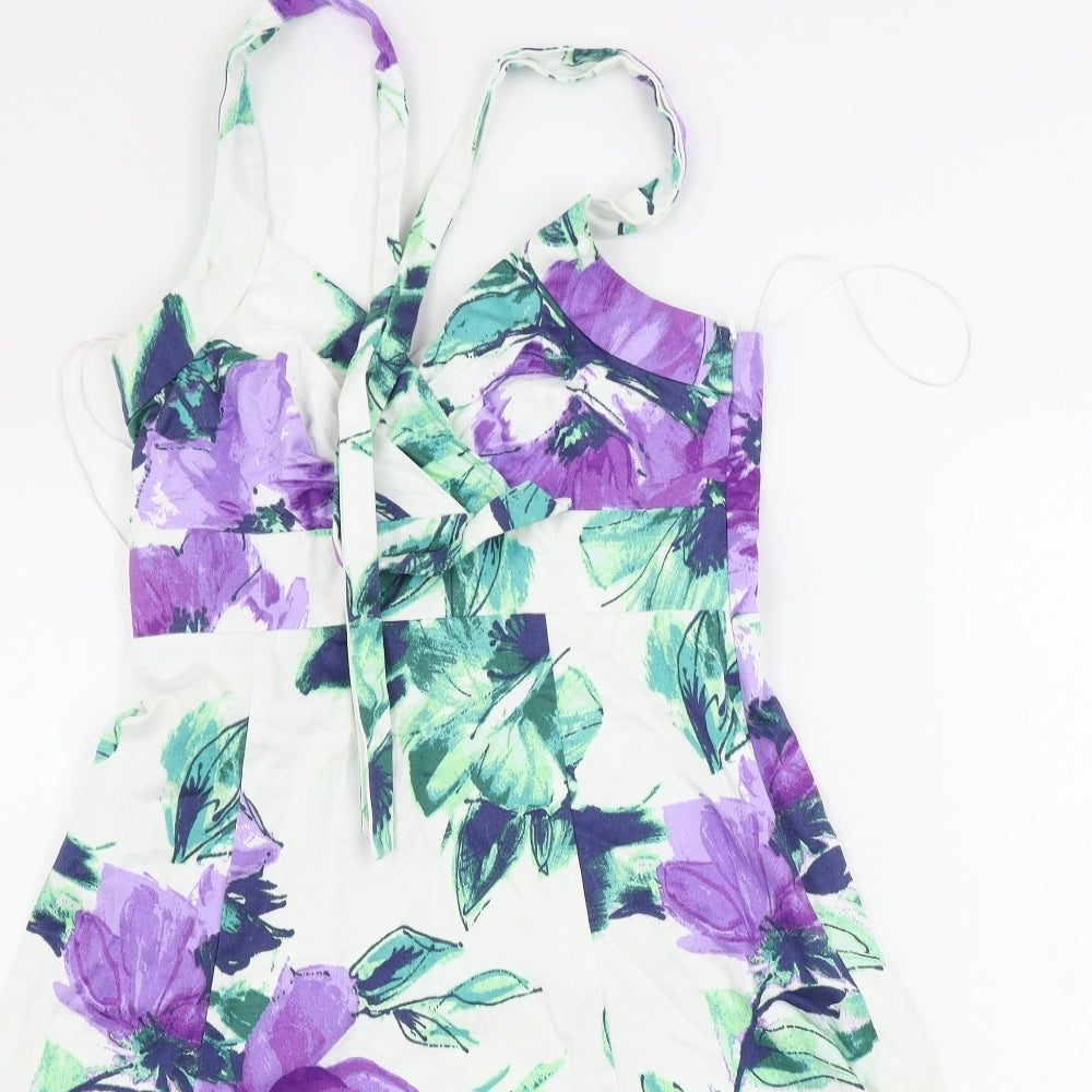 Wallis  Womens White Floral  A-Line  Size 10