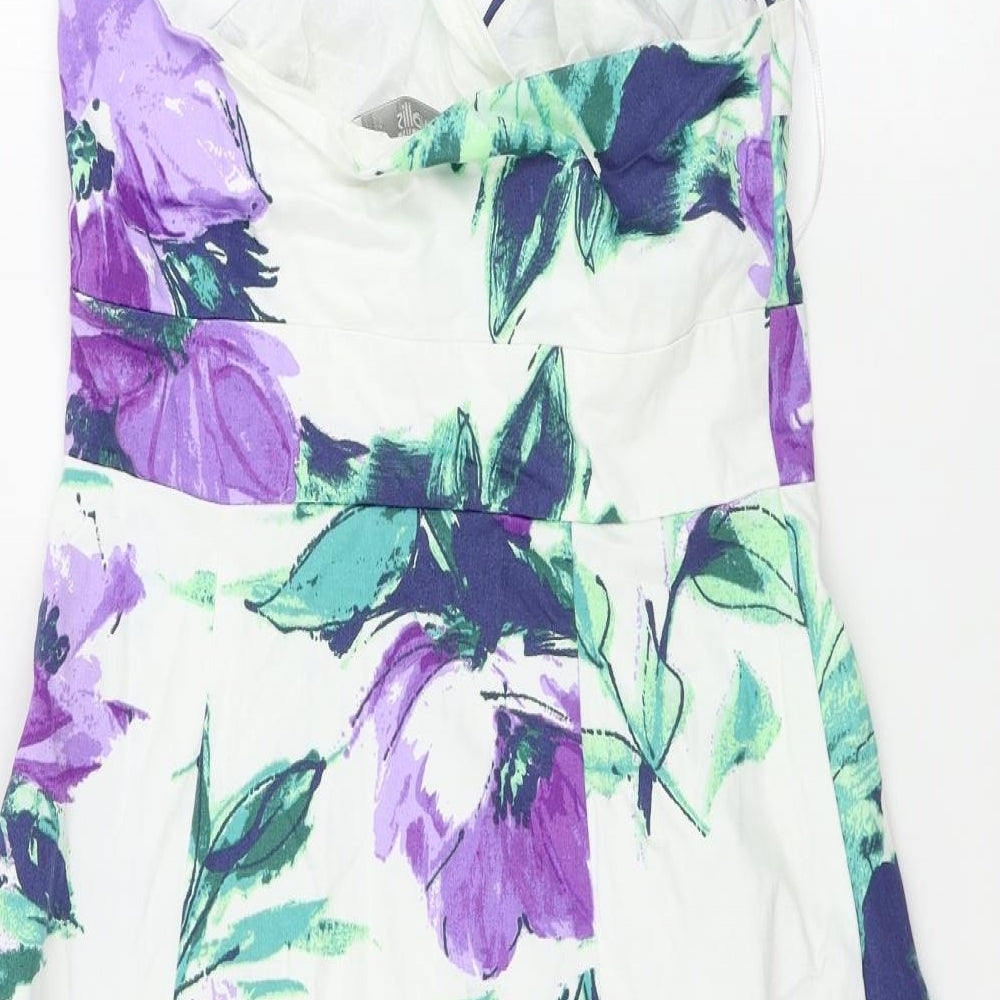 Wallis  Womens White Floral  A-Line  Size 10