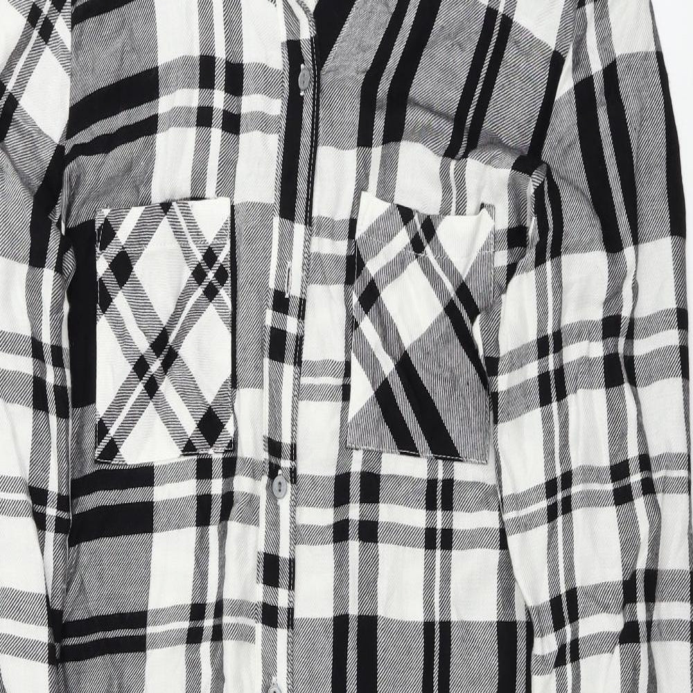 George  Womens White Check  Basic Button-Up Size 10