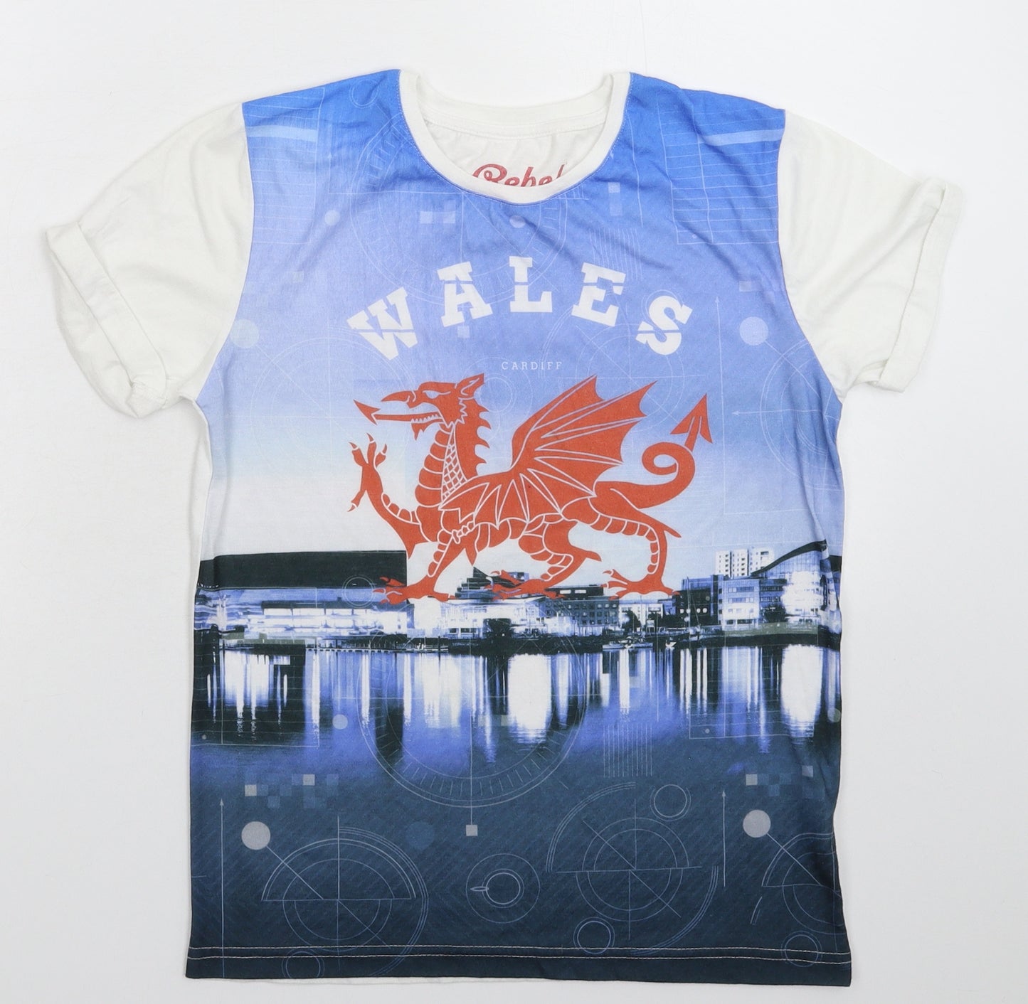 Rebel Boys White   Basic T-Shirt Size 12-13 Years