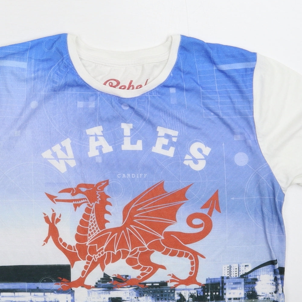 Rebel Boys White   Basic T-Shirt Size 12-13 Years