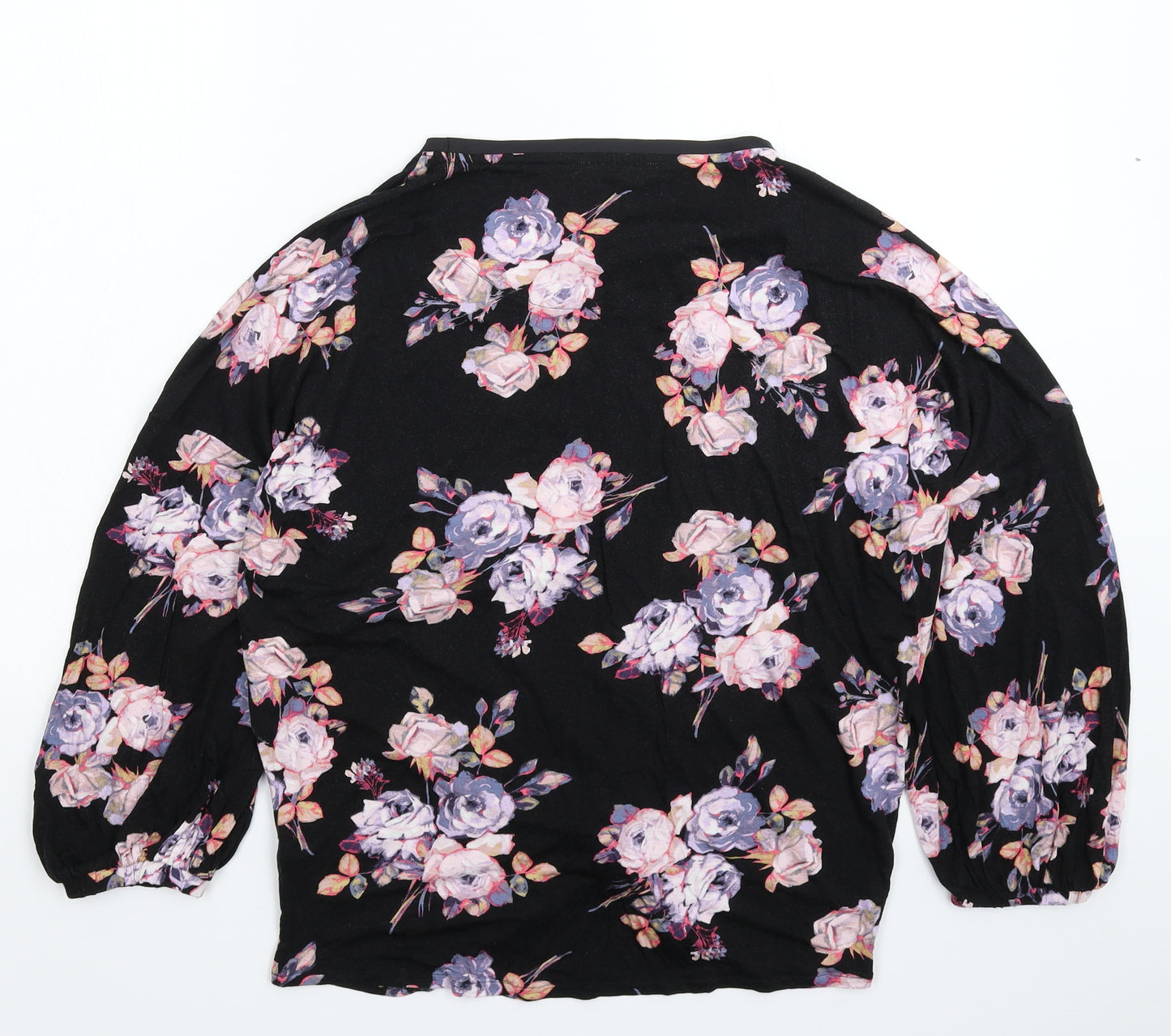 Rosie Womens Black Floral  Pullover Jumper Size 12