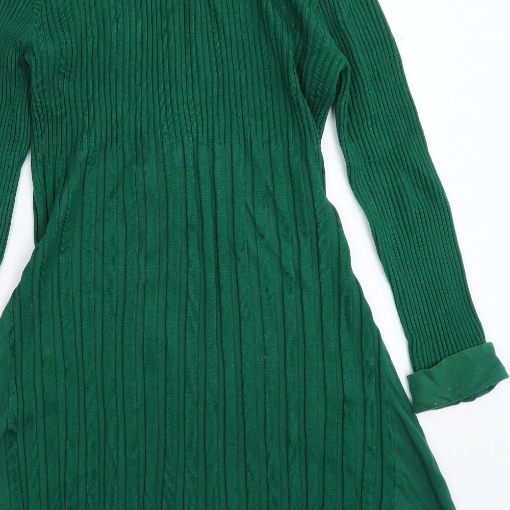 Per Una Womens Green  Knit Pea Coat Coatigan Size 12