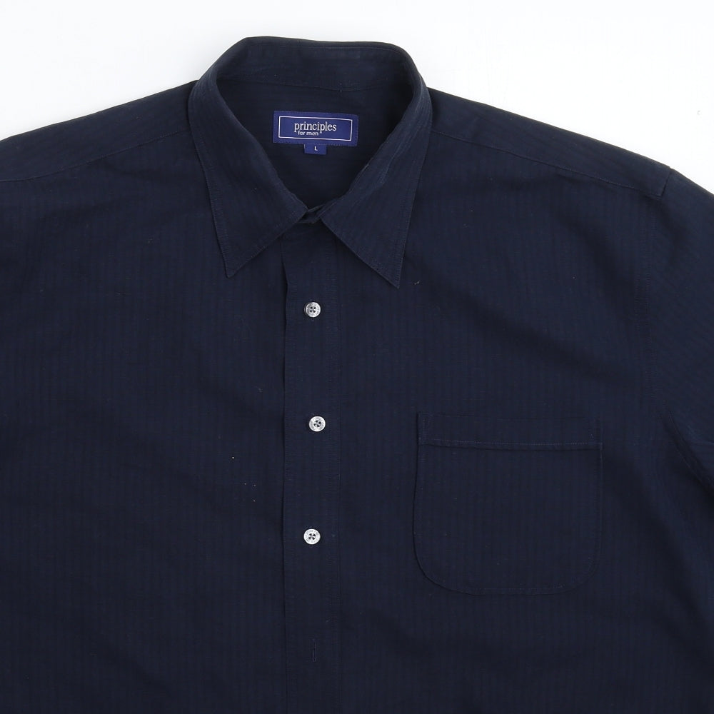 Principles Mens Blue    Button-Up Size L