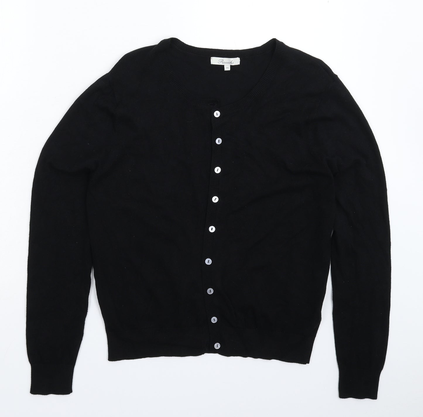 Peacocks Womens Black  Knit Cardigan Jumper Size 14