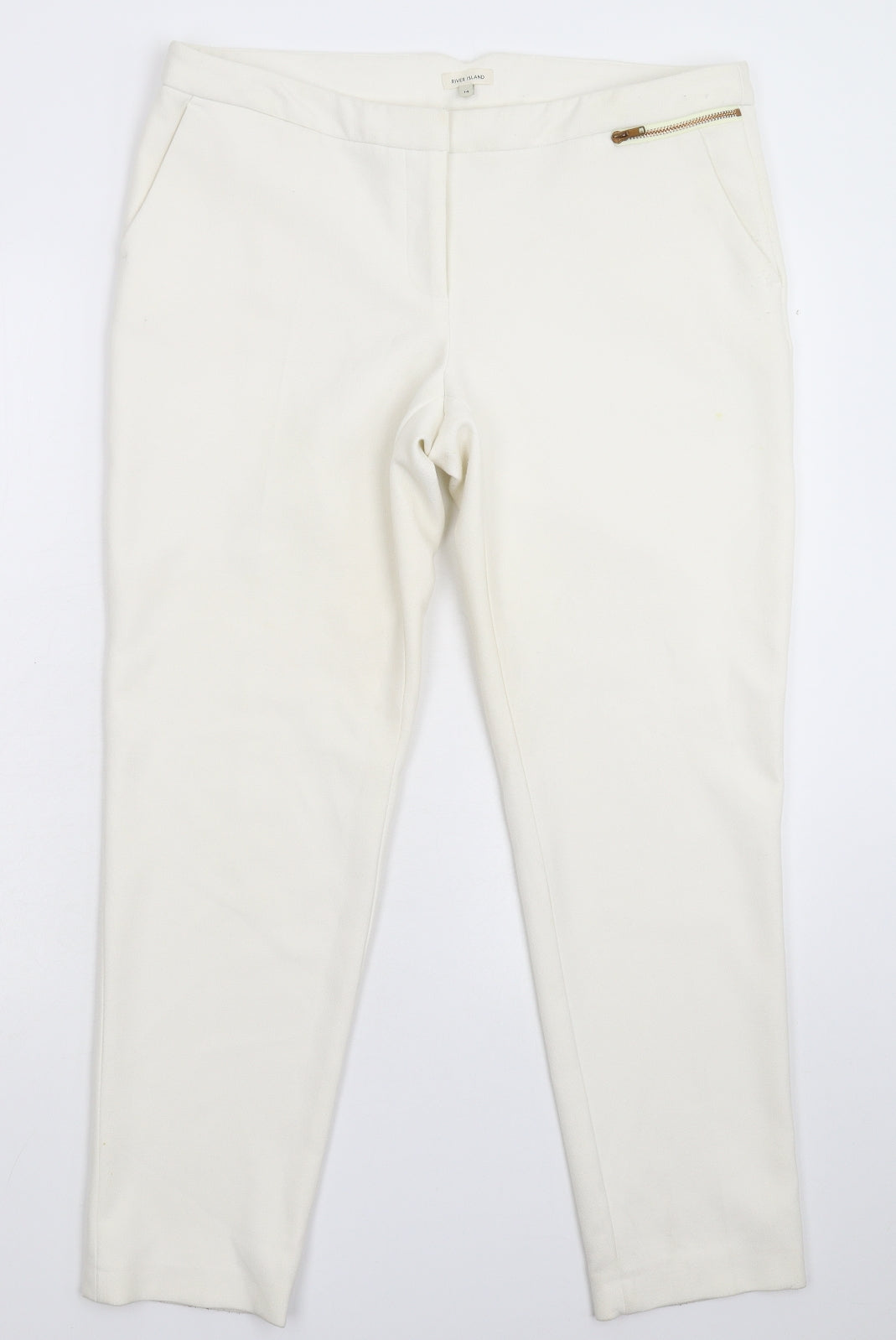 River Island Womens White   Trousers  Size 14 L28 in