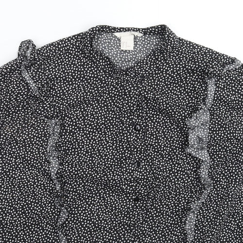 Marks and Spencer Womens Black Floral  Basic Button-Up Size 16