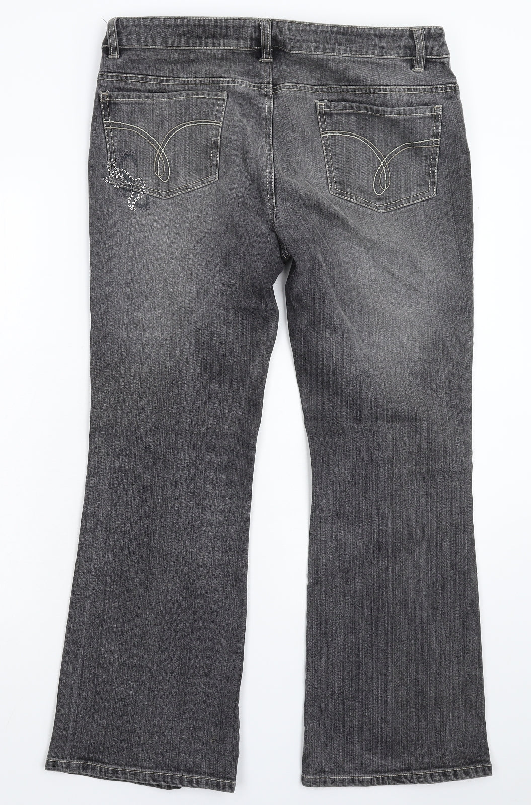 Wallis Womens Grey  Denim Bootcut Jeans Size 14 L28 in