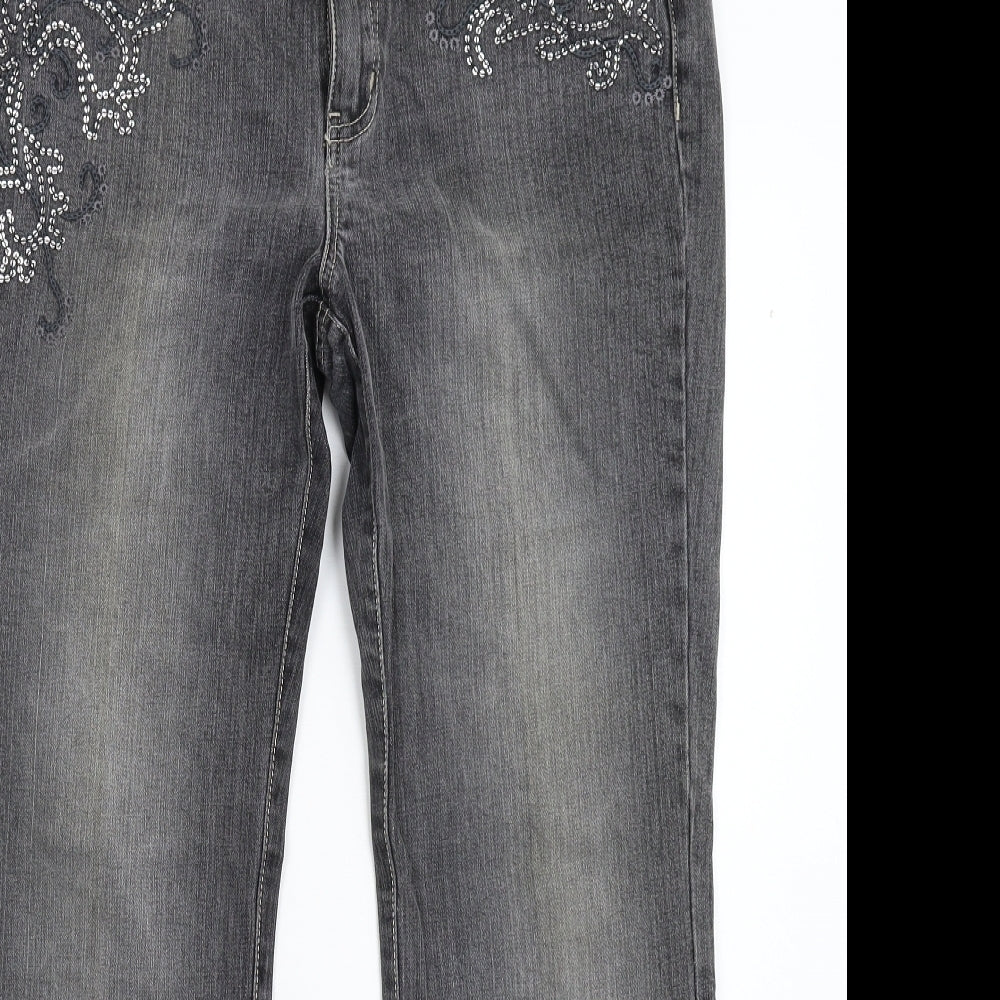 Wallis Womens Grey  Denim Bootcut Jeans Size 14 L28 in