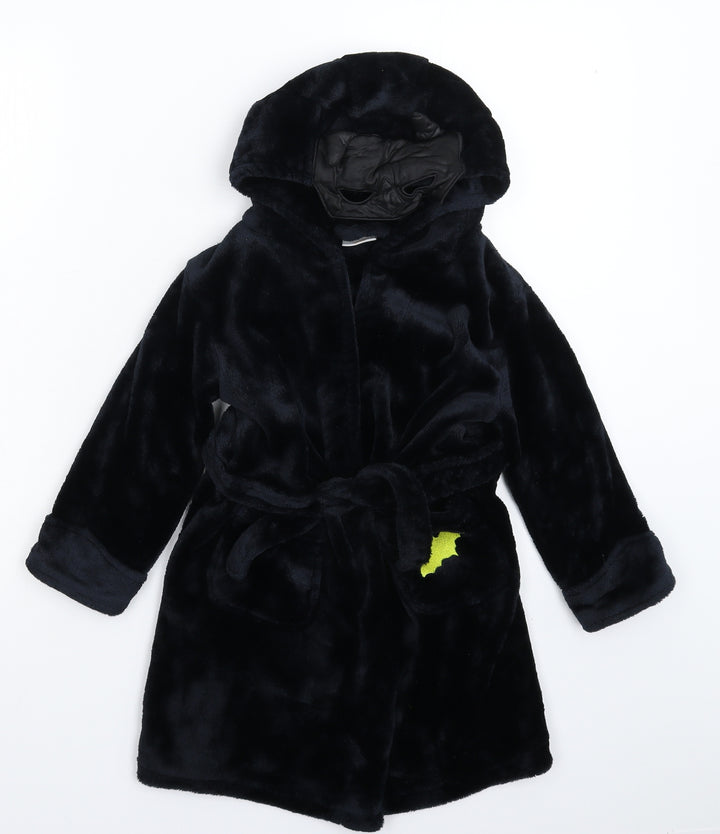 4Kidz Girls Black Solid Fleece Kimono Robe Size 4-5 Years